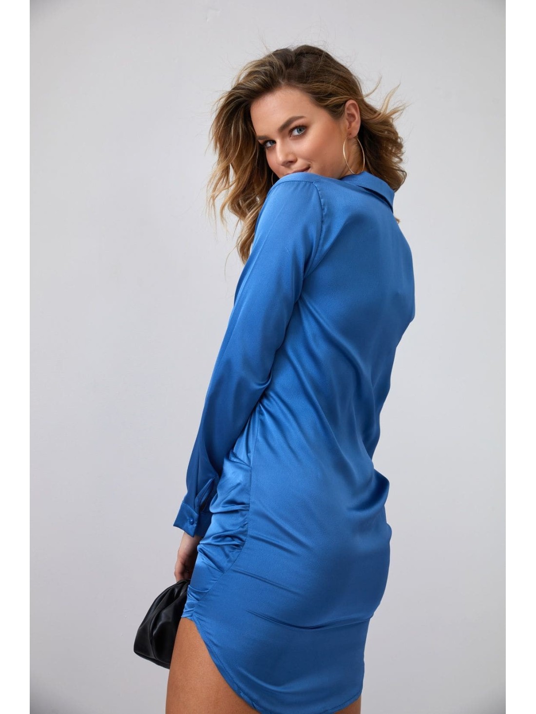 Rochie cămașă cu volane indigo FG641 - Magazin online - Boutique